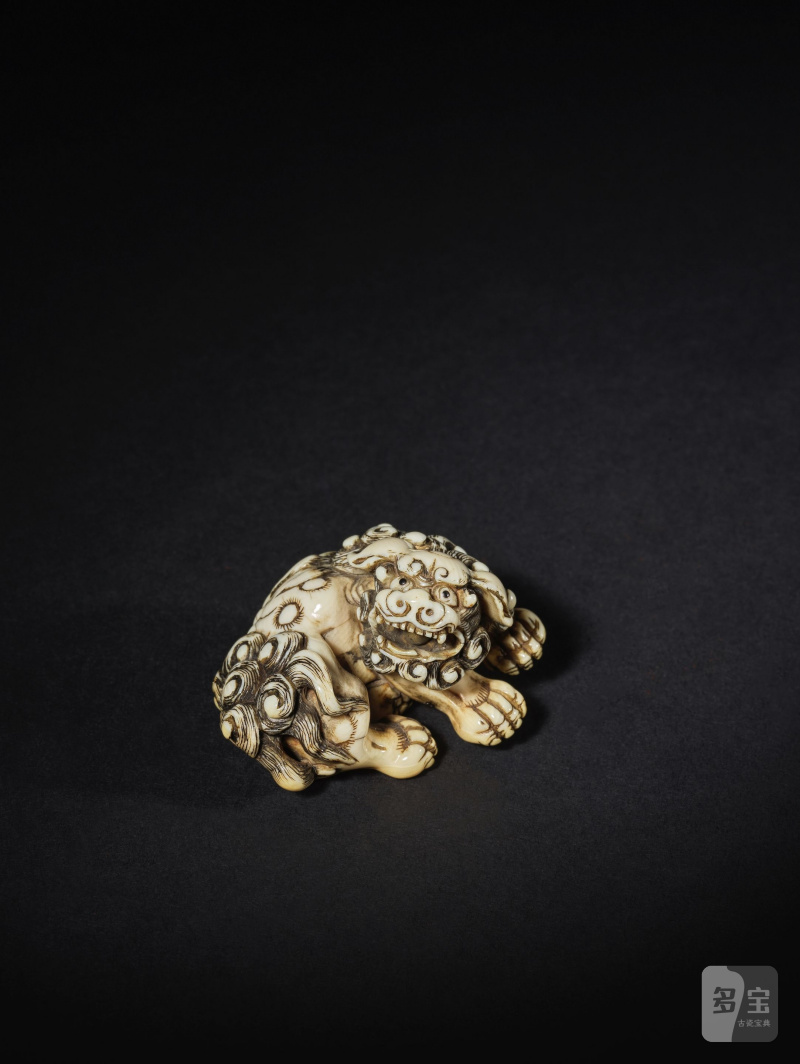 象牙彫根付 獅子（口遊玉含） 無銘 18世紀後期 | NETSUKE EN IVOIRE REPRÉSENTANT UN SHISHI - 图5